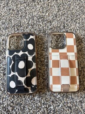Walli Phone Case with Black Floral and Tan Checker Options 13 pro and 15 pro